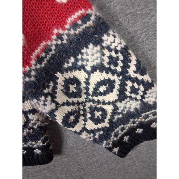 North Crest Womens Sweater Large Red Black Fair Isle Nordic Cardigan Holiday VTG - Picture 7 of 11